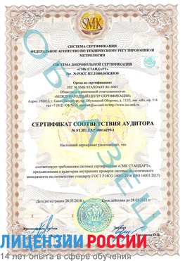Образец сертификата соответствия аудитора №ST.RU.EXP.00014299-1 Видное Сертификат ISO 14001